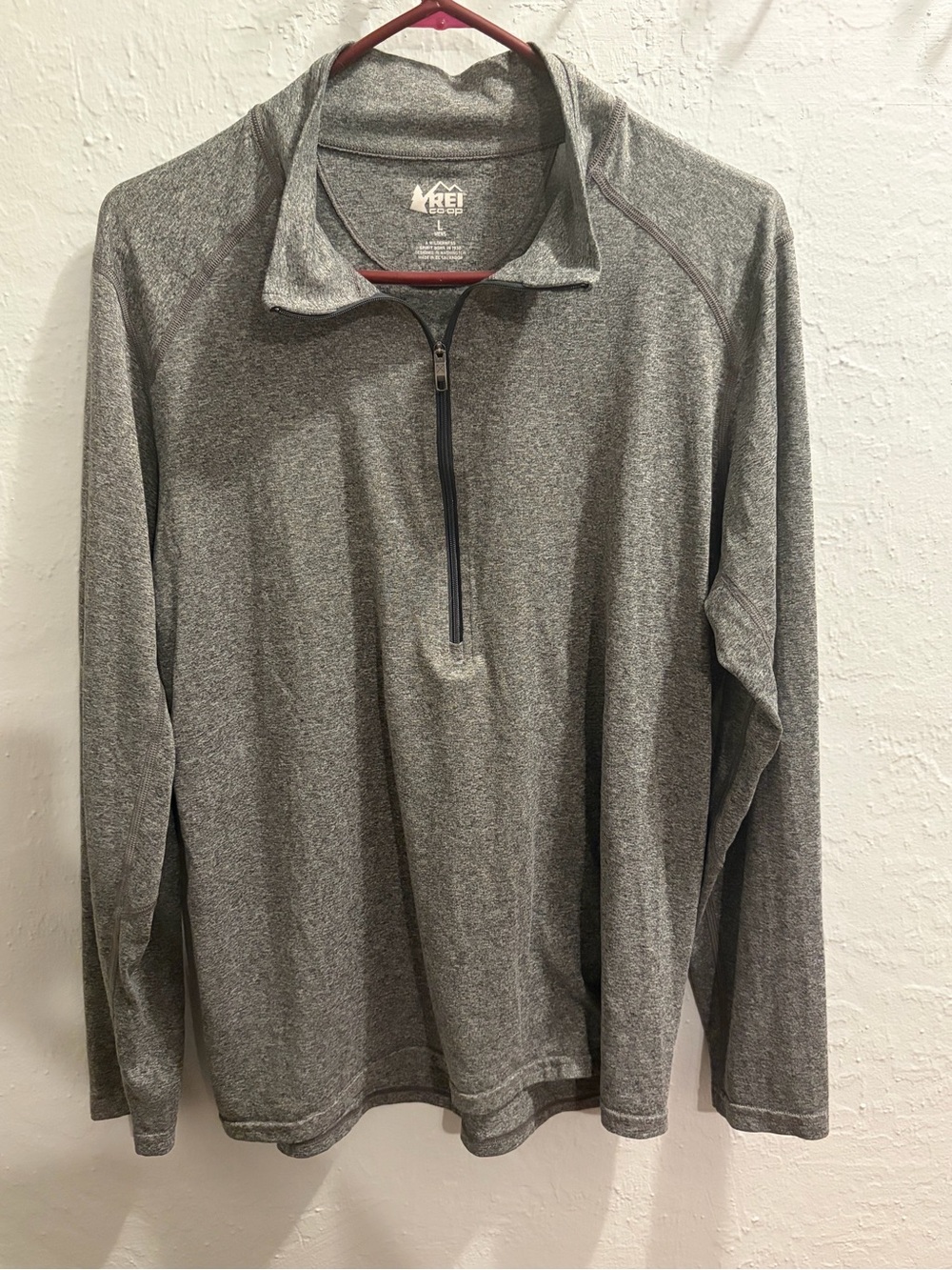 REI Co-OP Men's Gray 1/4 Zip Performance Long-Sleeve Shirt - L
